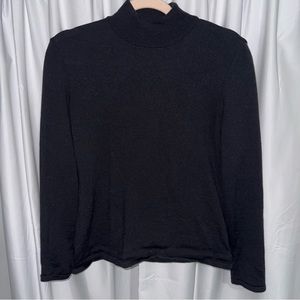 Celine Mock Neck Black 100% Wool Sweater - Size 42